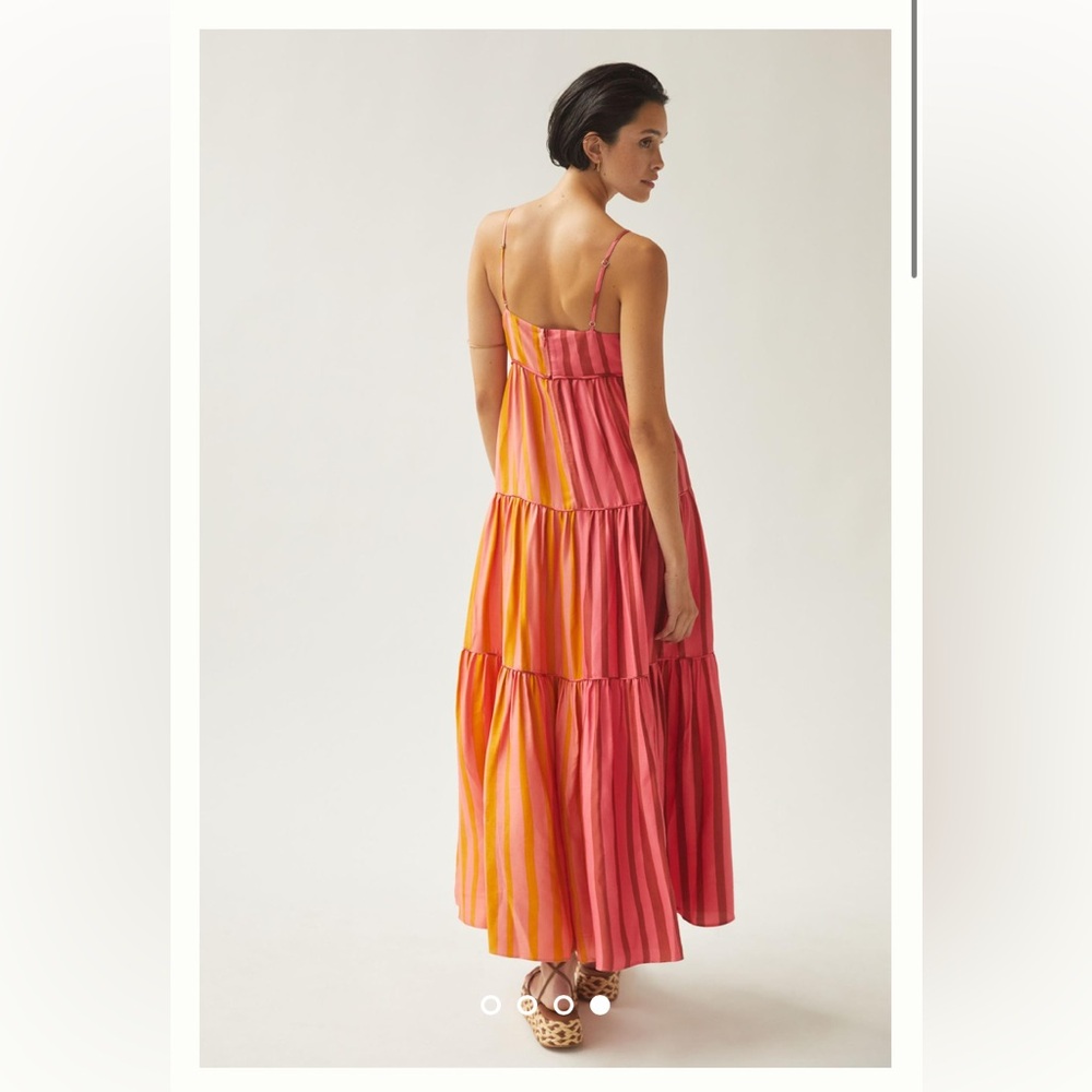 Anthropologie x Farm Rio Striped Maxi Dress Deep V Tropical Sundress Size XL NWT - Picture 4 of 5